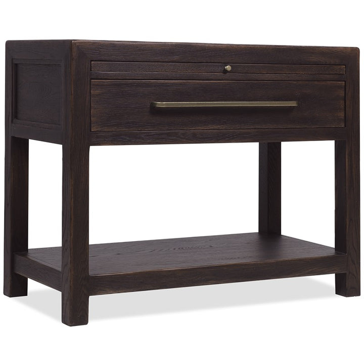 Driftwood - One-Drawer Nightstand With Stone - Burnt Timber