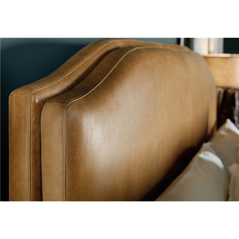 Driftwood - King Leather Upholstered Bed - Light Brown