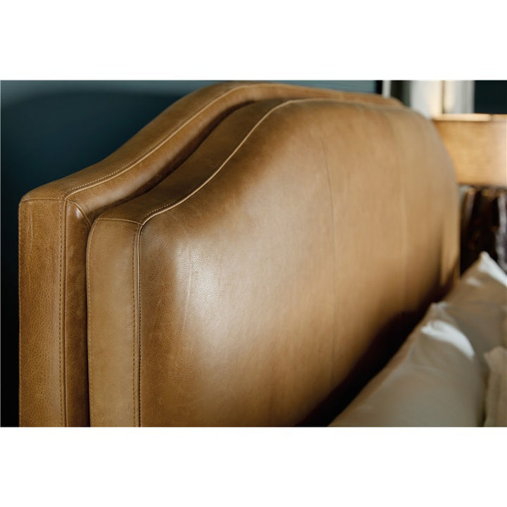 Driftwood - King Leather Upholstered Bed - Light Brown
