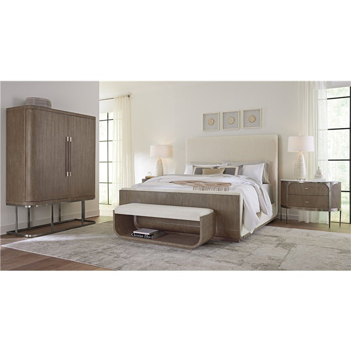 Modern Mood - California King Upholstered Panel Bed - Dark Brown