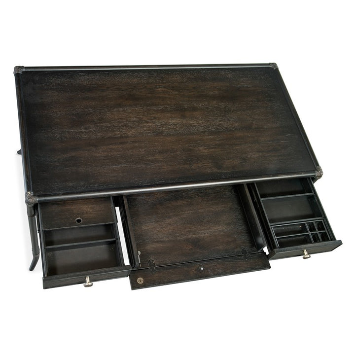 Retreat - Pole Rattan Writing Desk - Black