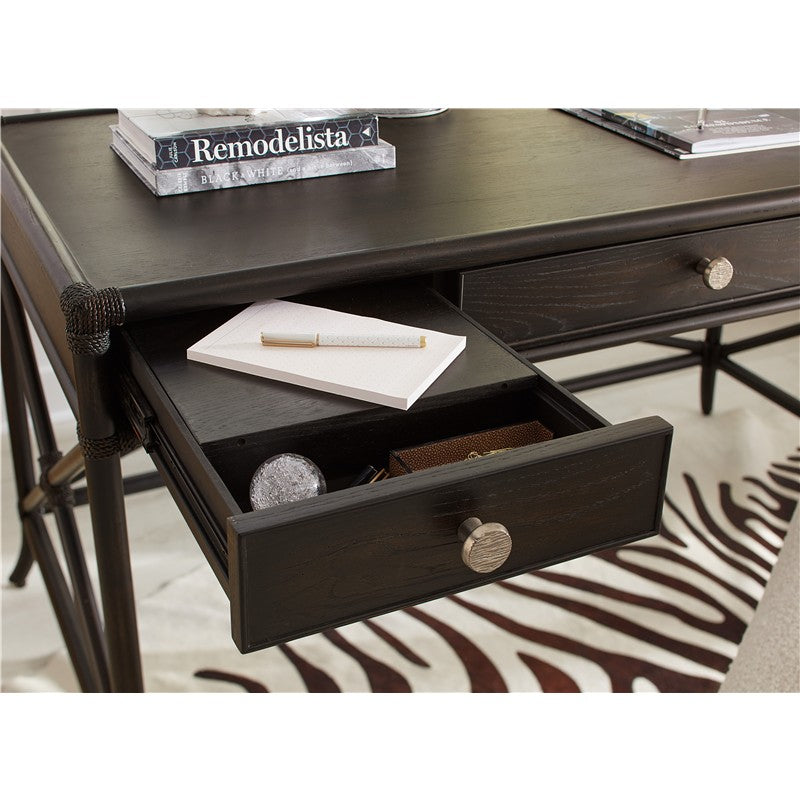 Retreat - Pole Rattan Writing Desk - Black