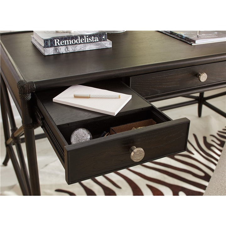 Retreat - Pole Rattan Writing Desk - Black