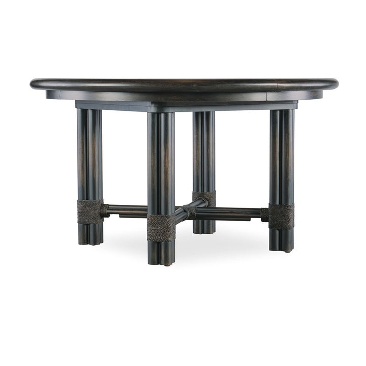 Retreat - Pole Rattan Round Dining Table With 1-20" Leaf - Dark Brown