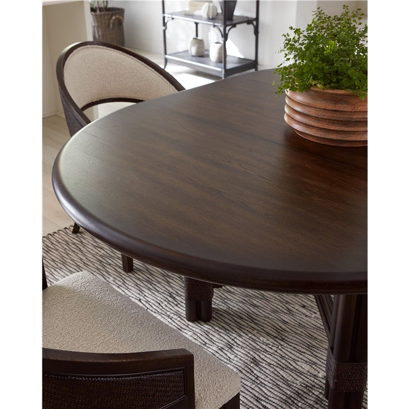 Retreat - Pole Rattan Round Dining Table With 1-20" Leaf - Dark Brown