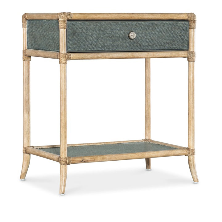 Retreat - Pole Rattan Bedside Table - Blue