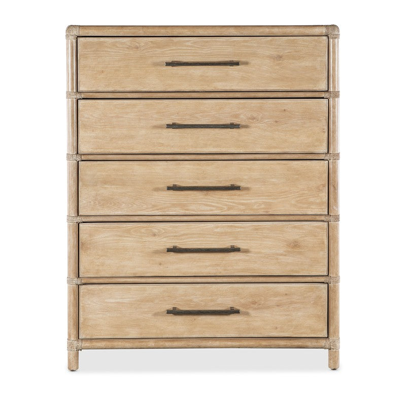Retreat - Pole Rattan Five-Drawer Chest - Beige