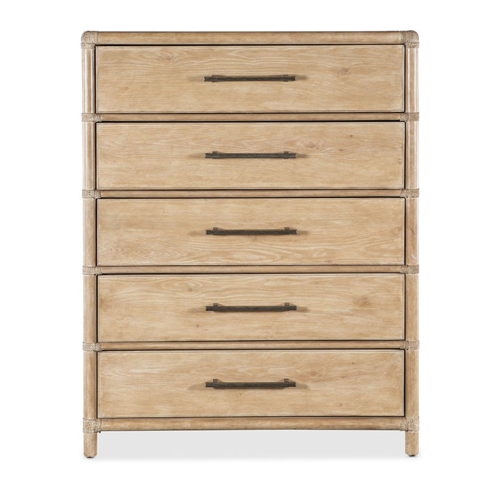Retreat - Pole Rattan Five-Drawer Chest - Beige