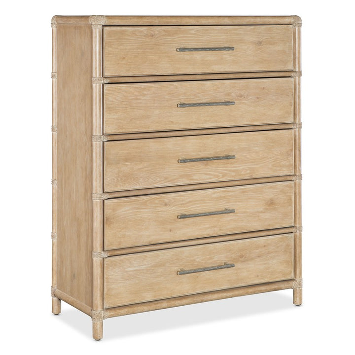 Retreat - Pole Rattan Five-Drawer Chest - Beige