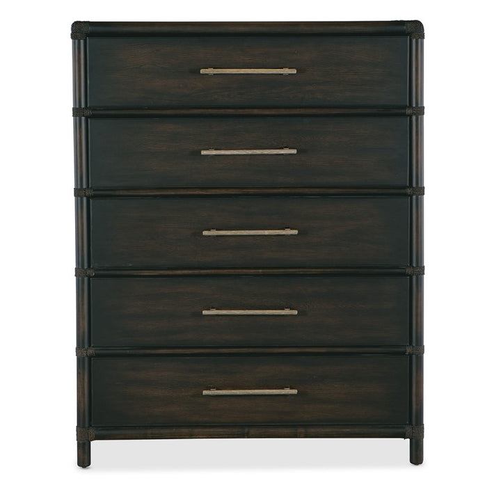 Retreat - Pole Rattan Five-Drawer Chest - Black