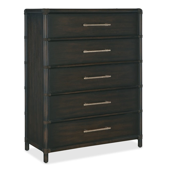 Retreat - Pole Rattan Five-Drawer Chest - Black