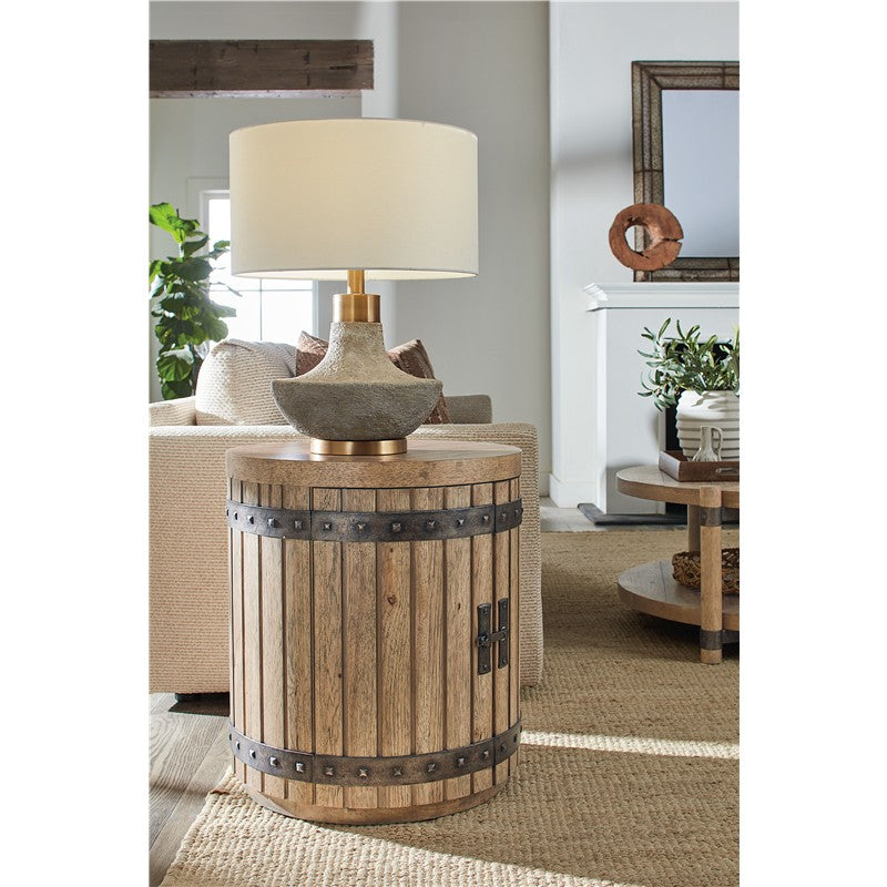 Vineyard Row - Wine Barrel End Table - Light Brown