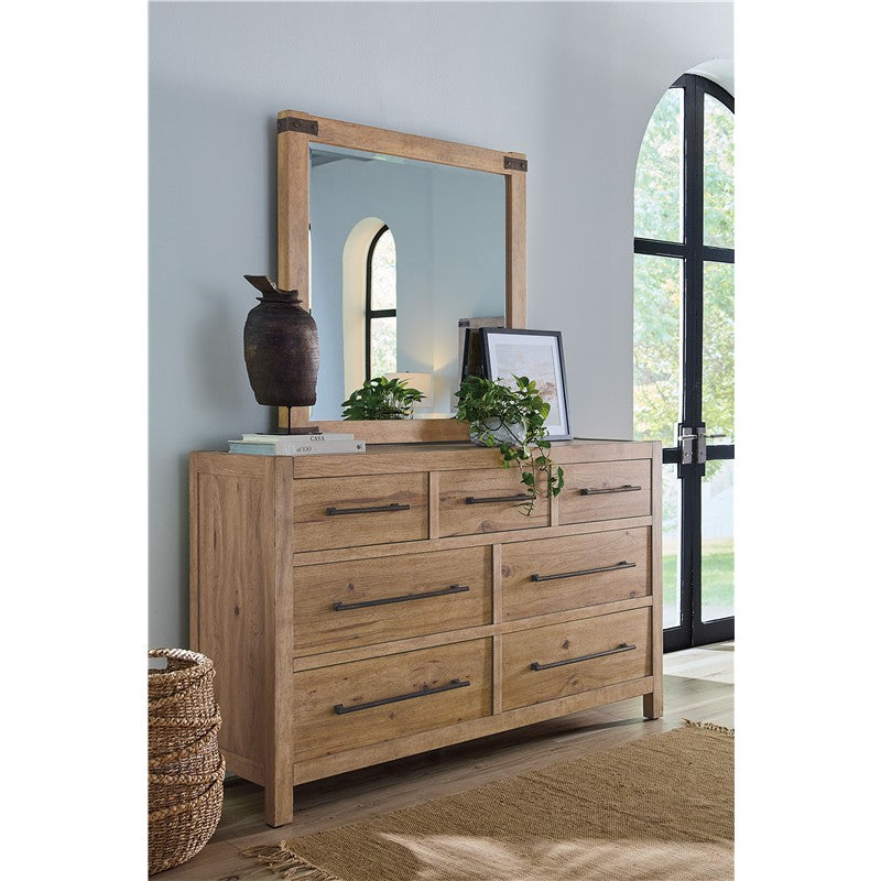 Vineyard Row - Square Mirror - Light Brown