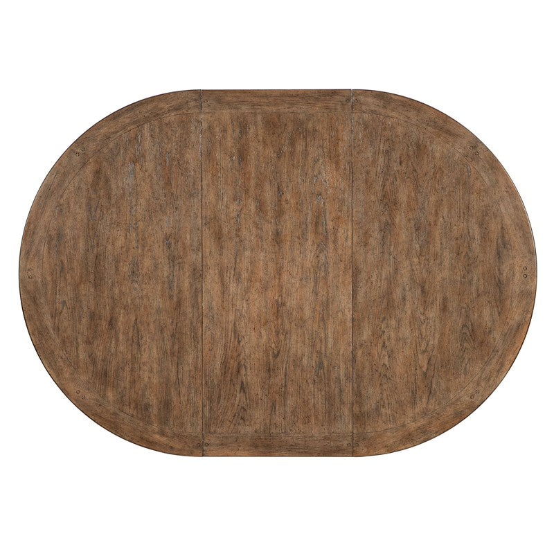 Americana - Round Pedestal Dining Table With One 22" Leaf - Dark Brown