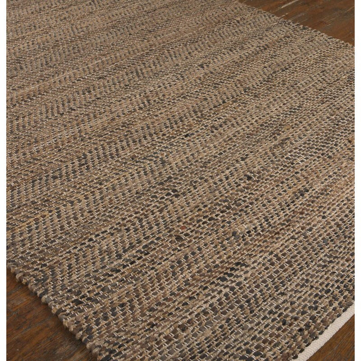 Tobais - 5 X 8 Rescued Leather & Fabric Rug - Light Brown