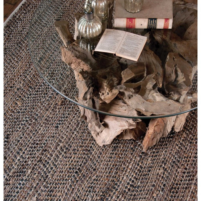 Tobais - 5 X 8 Rescued Leather & Fabric Rug - Light Brown