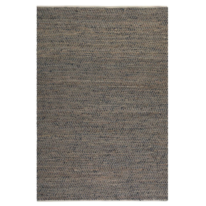 Tobais - 5 X 8 Rescued Leather & Fabric Rug - Light Brown