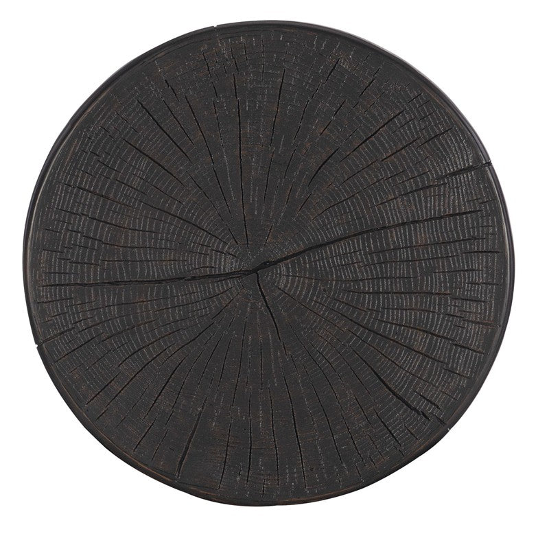 Commerce And Market - Carved Stump Side Table - Black