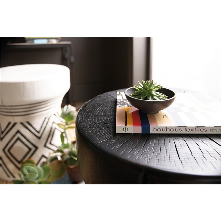 Commerce And Market - Carved Stump Side Table - Black