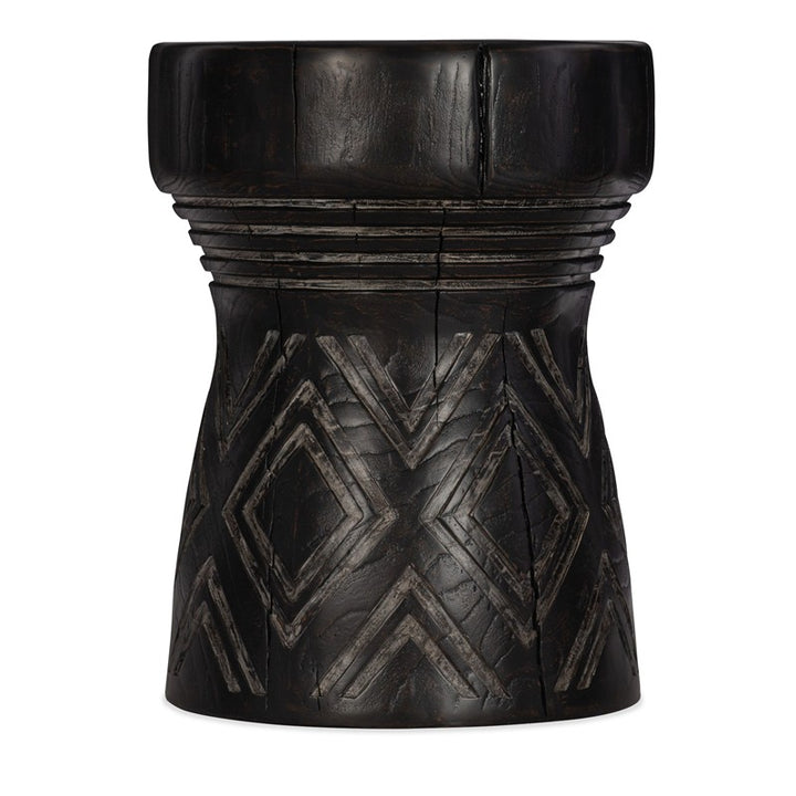 Commerce And Market - Carved Stump Side Table - Black