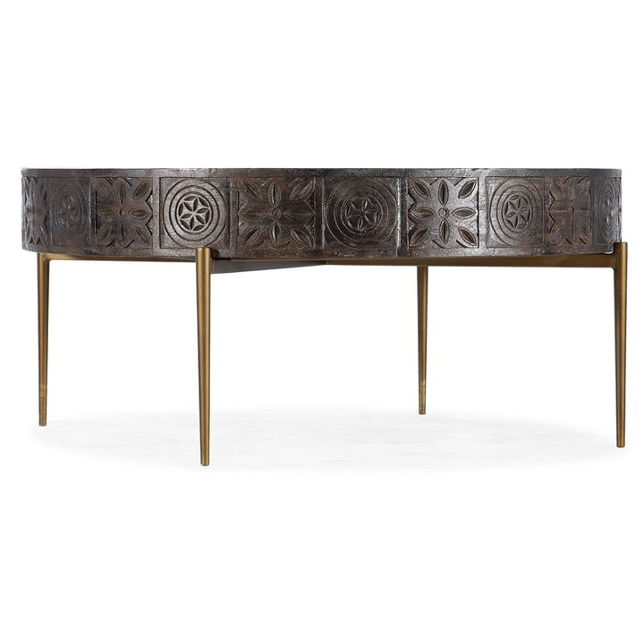 Commerce And Market - Carved Round Cocktail Table