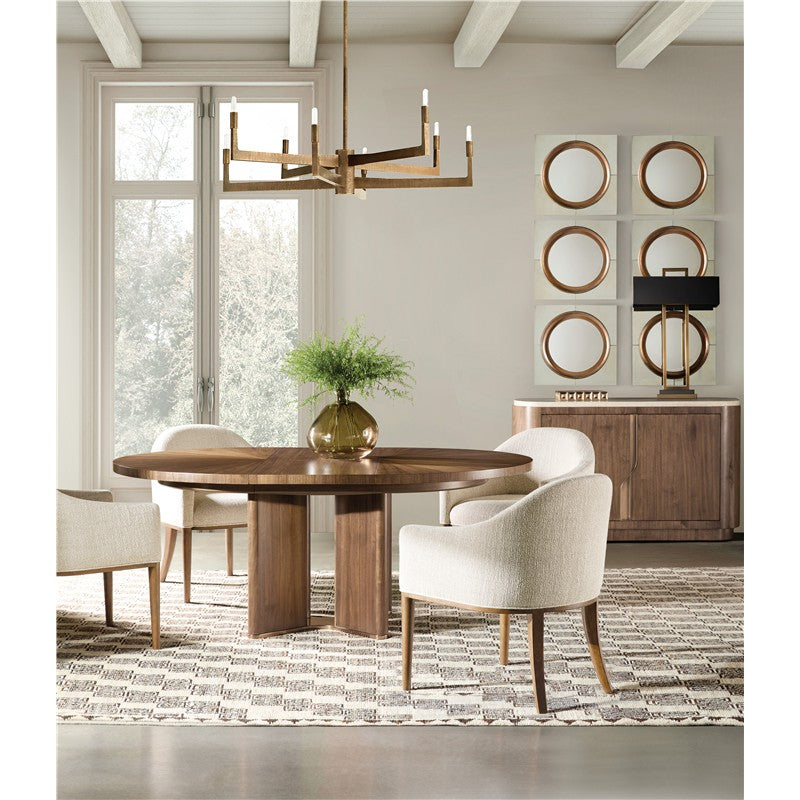 Eleana - Round Dining Table With One Leaf - Medium Wood