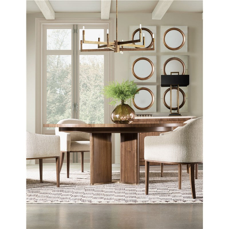 Eleana - Round Dining Table With One Leaf - Medium Wood