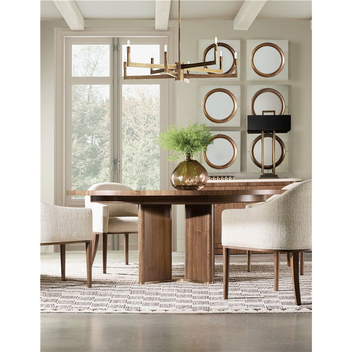 Eleana - Round Dining Table With One Leaf - Medium Wood
