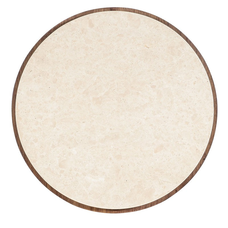 Eleana - Marble Top Round End Table - Medium Wood