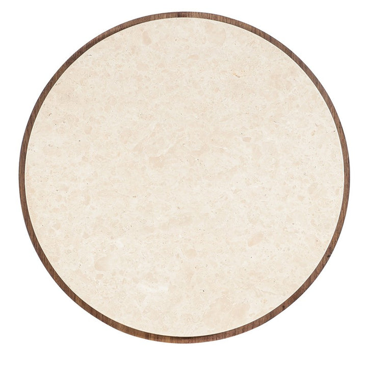 Eleana - Marble Top Round End Table - Medium Wood