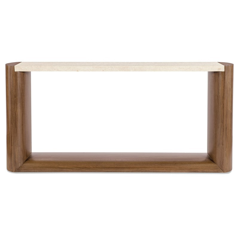 Eleana - Marble Top Console Table - Medium Wood