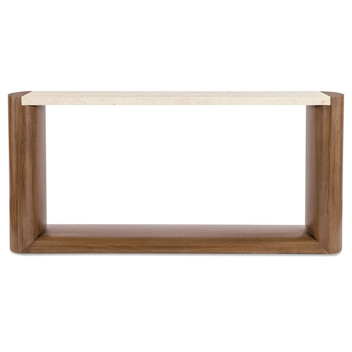 Eleana - Marble Top Console Table - Medium Wood