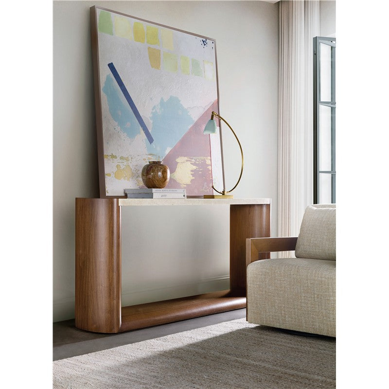Eleana - Marble Top Console Table - Medium Wood