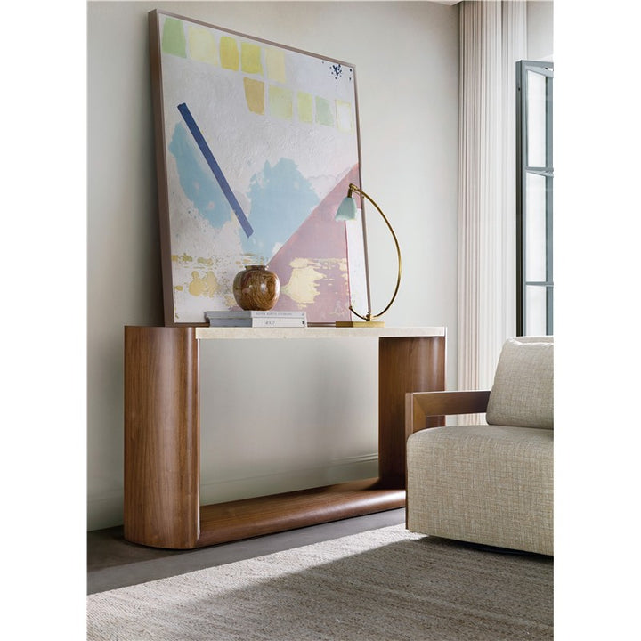 Eleana - Marble Top Console Table - Medium Wood