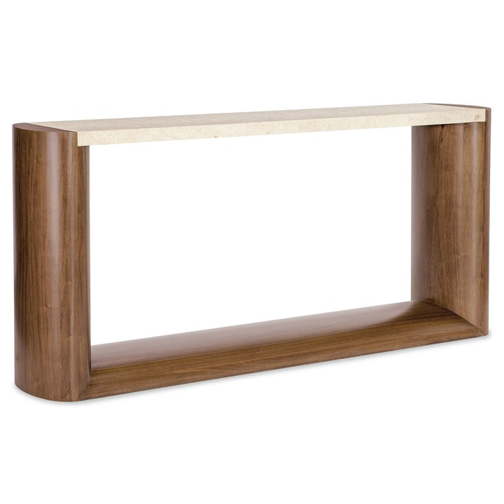 Eleana - Marble Top Console Table - Medium Wood