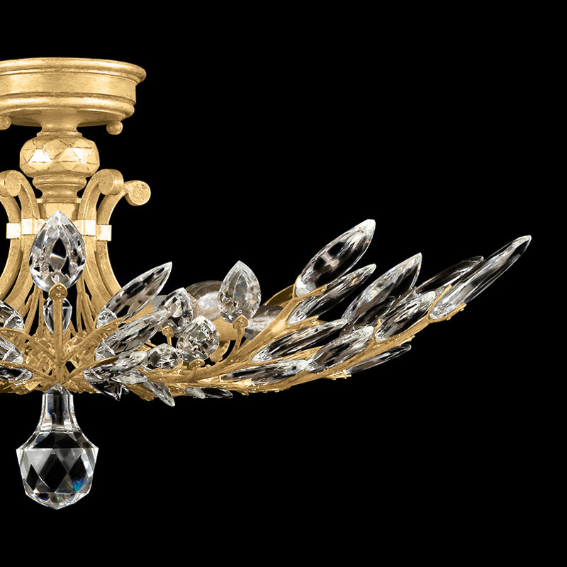 Crystal Laurel 28" Round Semi-Flush Mount