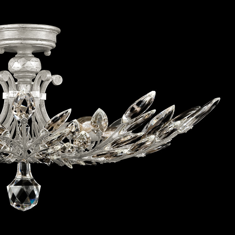 Crystal Laurel 28" Round Semi-Flush Mount