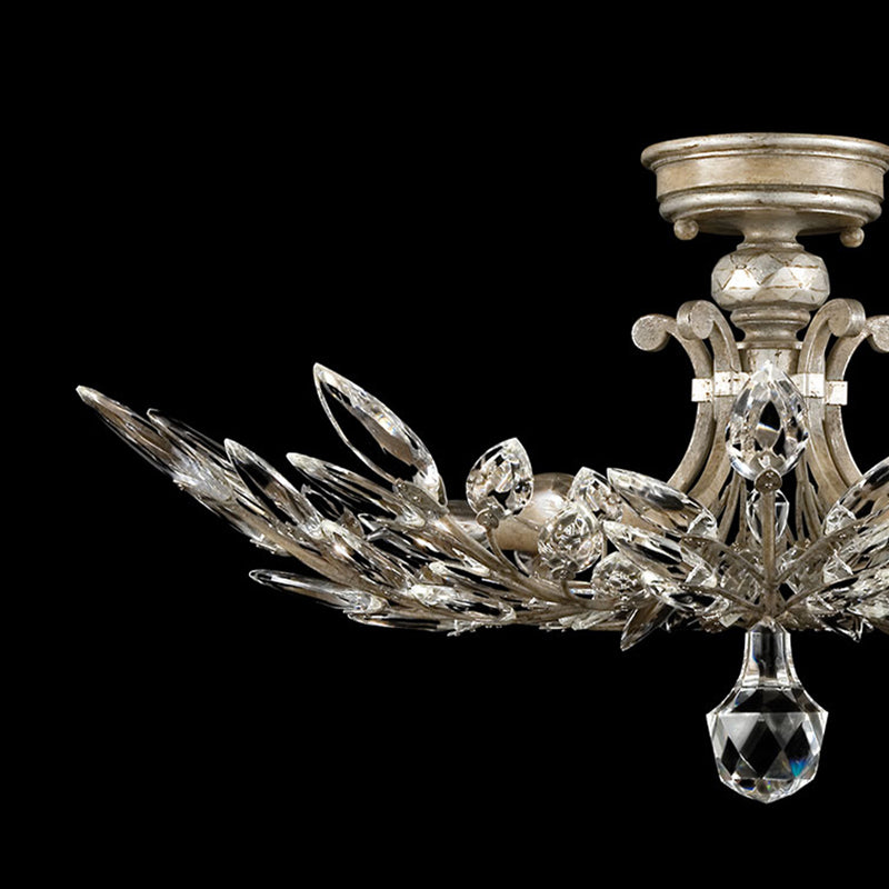 Crystal Laurel 28" Round Semi-Flush Mount