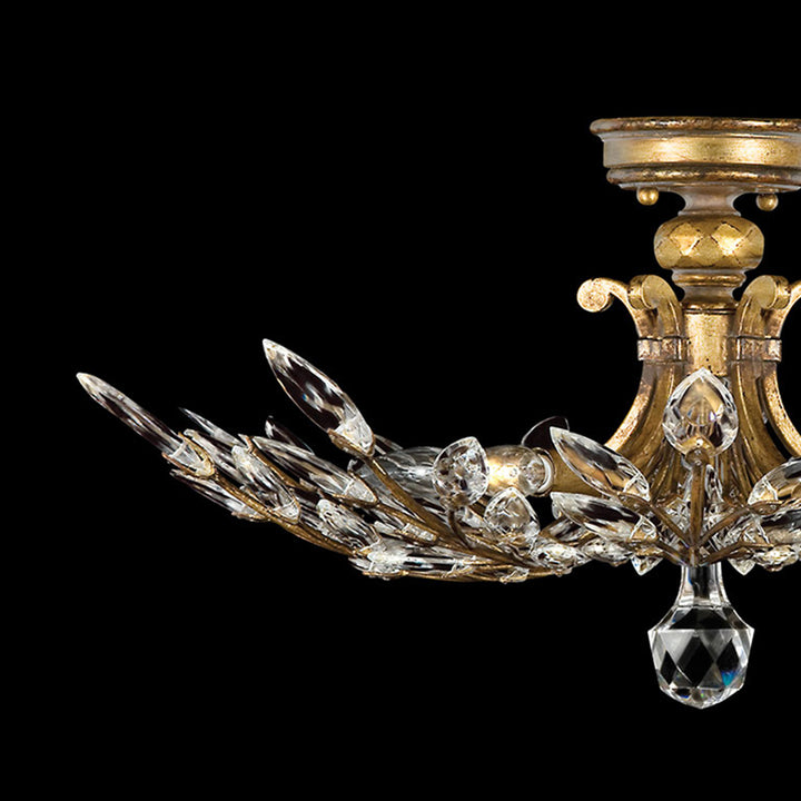 Crystal Laurel 28" Round Semi-Flush Mount