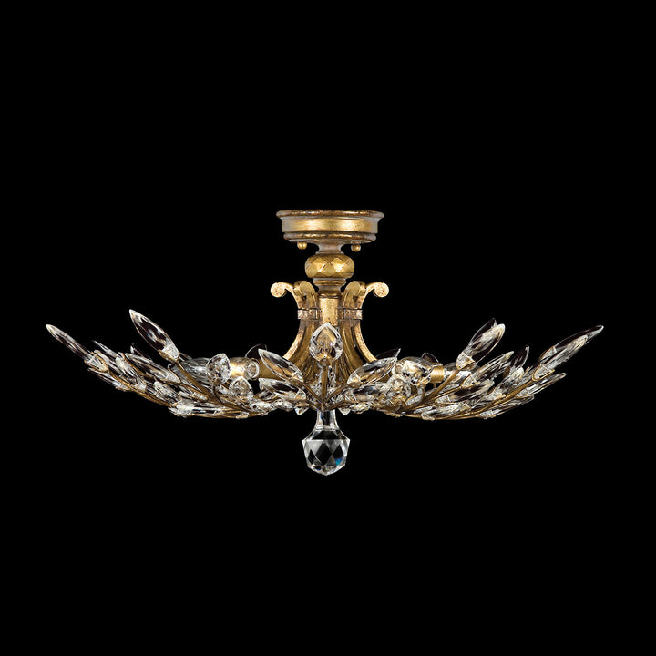 Crystal Laurel 28" Round Semi-Flush Mount