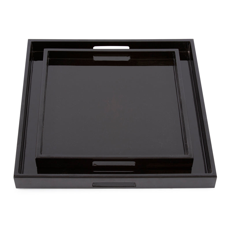 Lacquer Square Wood Tray Set