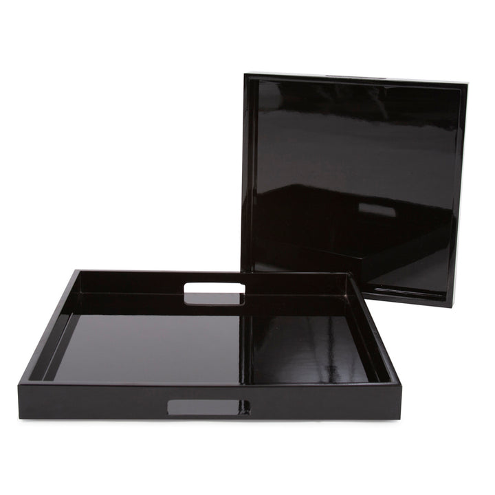 Lacquer Square Wood Tray Set