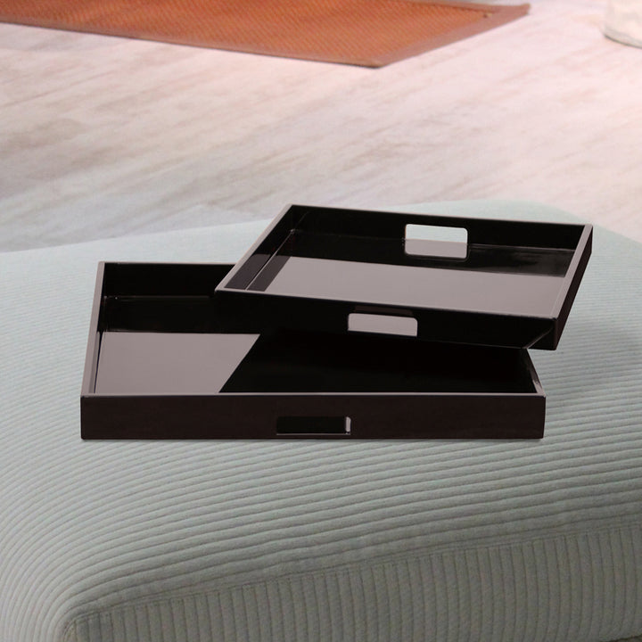 Lacquer Square Wood Tray Set