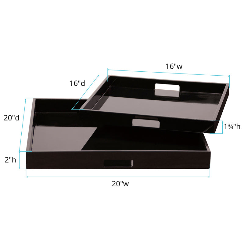 Lacquer Square Wood Tray Set