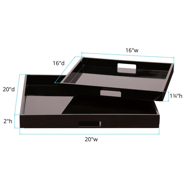 Lacquer Square Wood Tray Set
