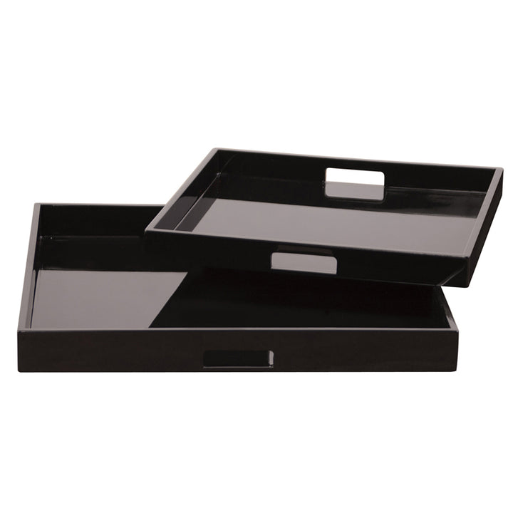 Lacquer Square Wood Tray Set