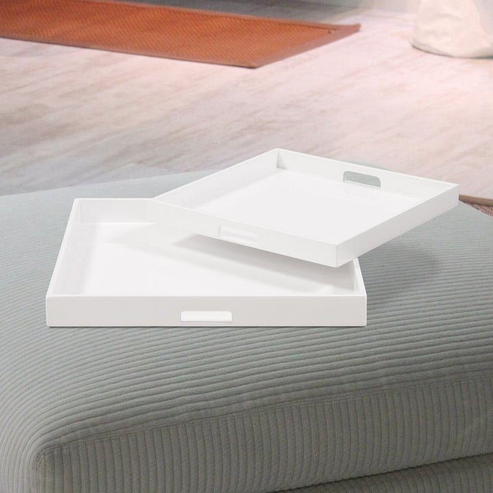 Lacquer Square Wood Tray Set