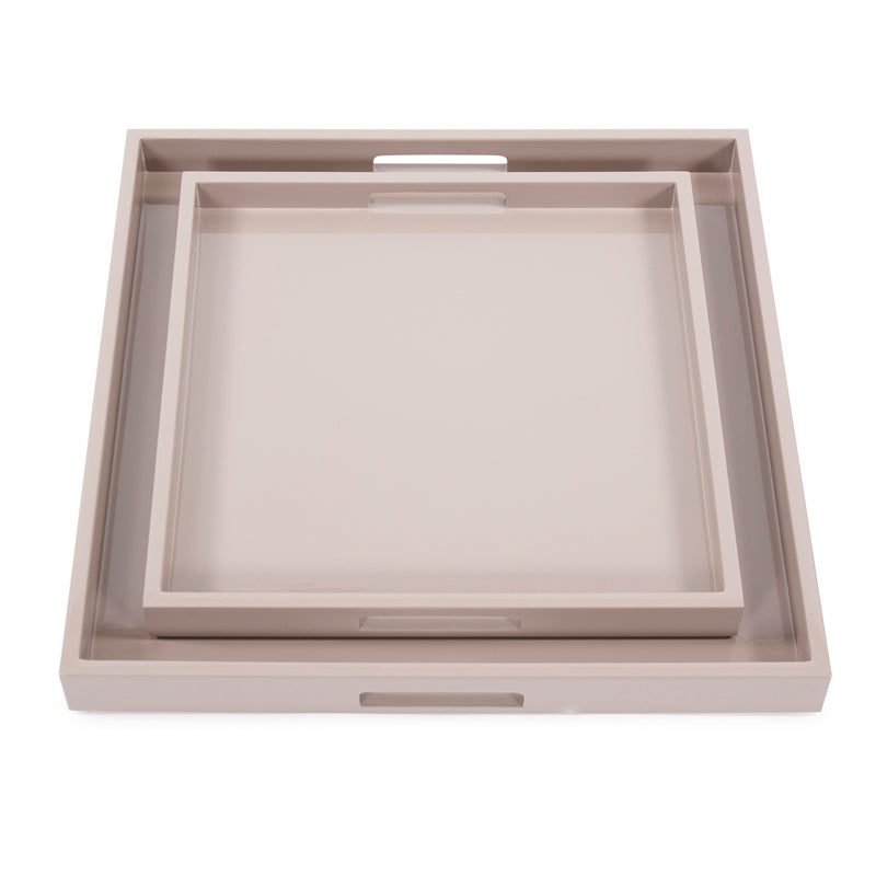 Lacquer Square Wood Tray Set