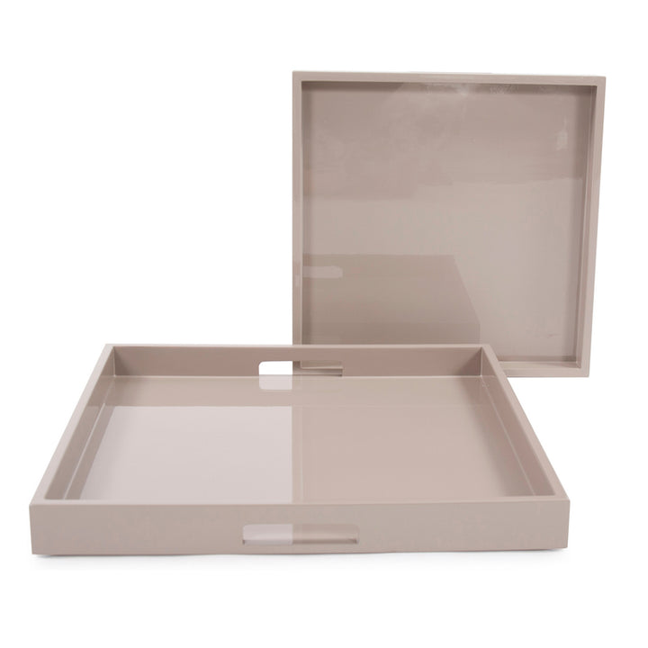 Lacquer Square Wood Tray Set
