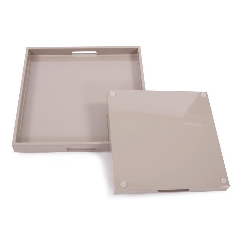 Lacquer Square Wood Tray Set